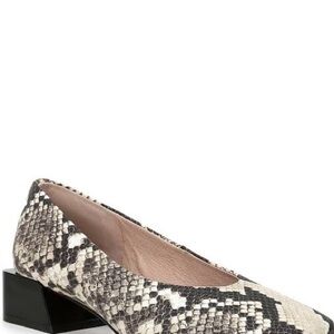 Walt Snake Print Square Toe Block Heel Pumps